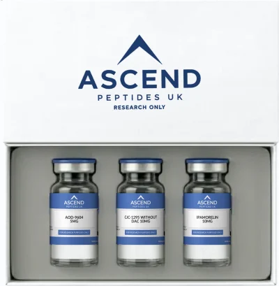 AOD-9604 5mg + CJC-1295 WITHOUT DAC 10mg + Ipamorelin 10mg – Ascend Peptides UK